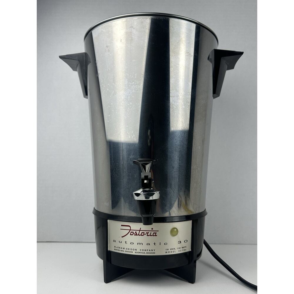 Vintage Fostoria Percolator Coffee Maker 30 Cup Automatic Coffee Party Urn Retro